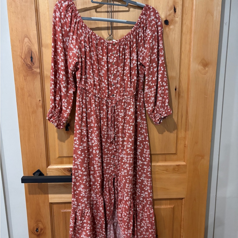 Indigo Rust Floral Maxi Dress